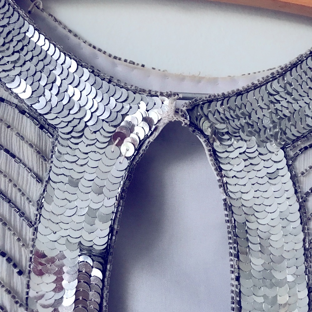 Vintage Deco Sequined Silver Dress - Picture 7 of 7